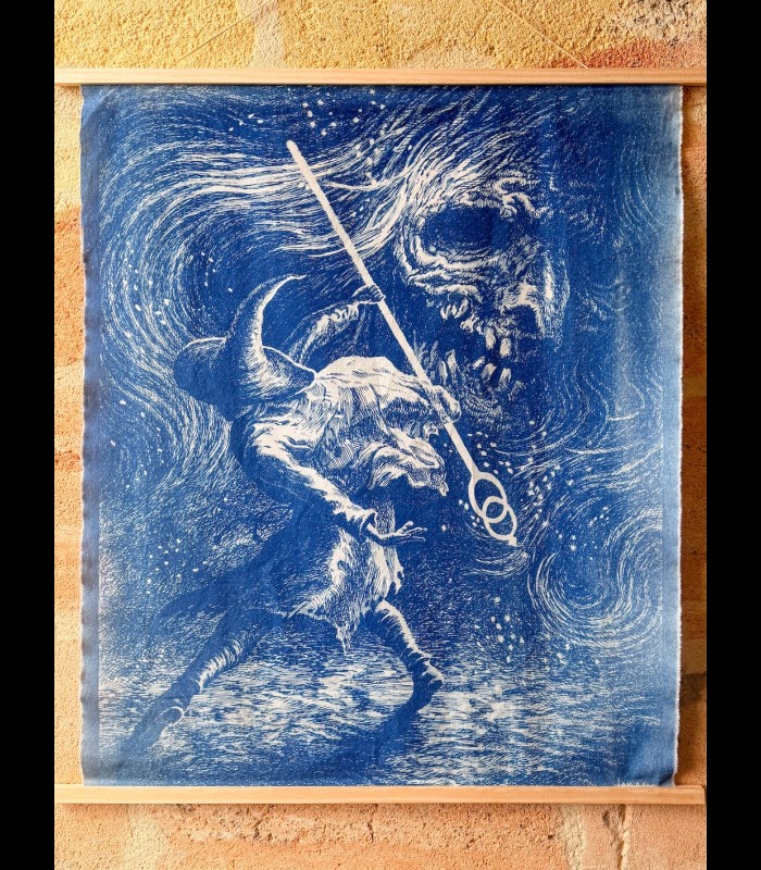 Cyanotype sur TOILE "L'ombre de l'Épervier" Tom CUZOR