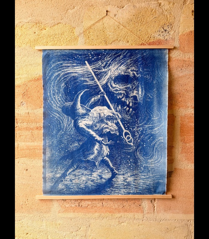 Cyanotype sur TOILE "L'ombre de l'Épervier" Tom CUZOR