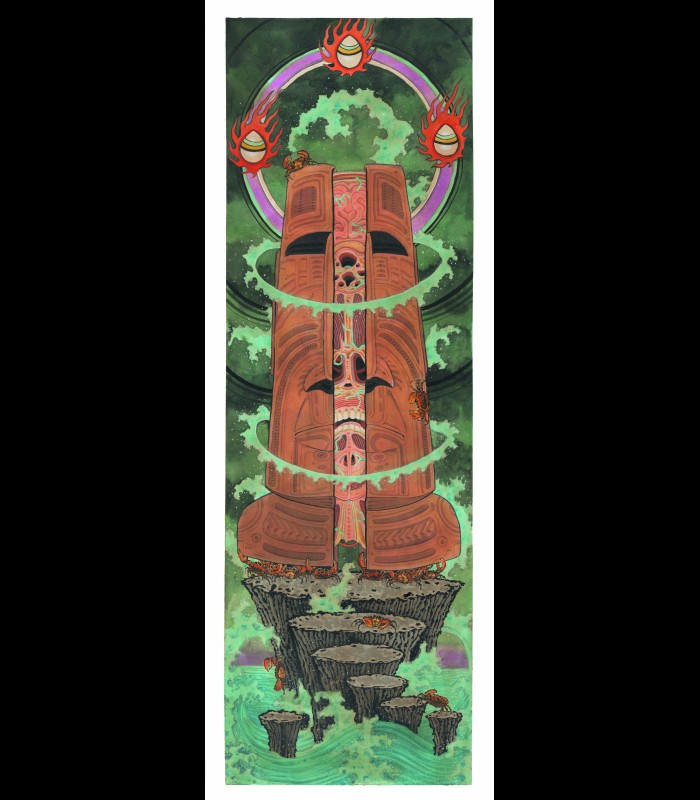 Reprographie papier " Cérémonie du Moaï " Théo FIEVEZ