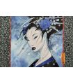 Estampe pigmentaire "Portrait geisha bleue" Olivier Ledroit