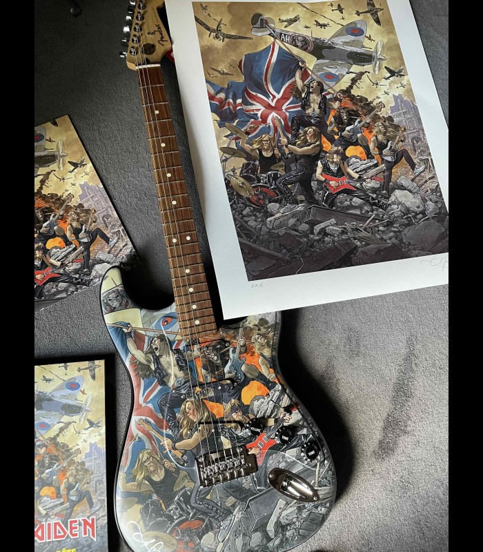 Guitare Fender "IRON MAIDEN TRIBUTE" JUANJO GUARNIDO et Georges Douna