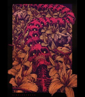 Reprographie papier "CENTIPEDE SKULL FOIL" SINPIGGYHEAD