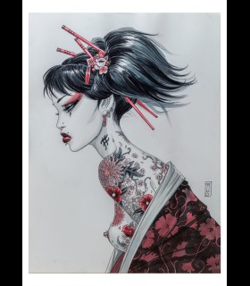 Tirage digital "Geisha punk profil" OLIVIER LEDROIT