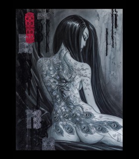 Tirage digital "Geisha bleue dos" OLIVIER LEDROIT