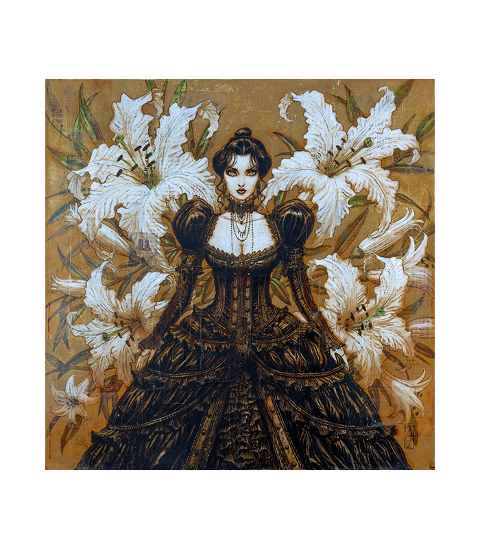 Tirage A3 "LA DAME AUX LYS " Olivier Ledroit