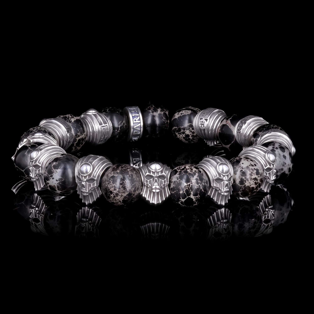 Charon - Bracelet en jaspe impérial noir et argent 925 - Flibustier Paris