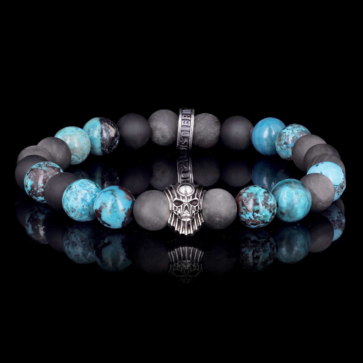 Cyané - Bracelet en shattuckite, obsidienne argentée et argent 925 - Flibustier Paris
