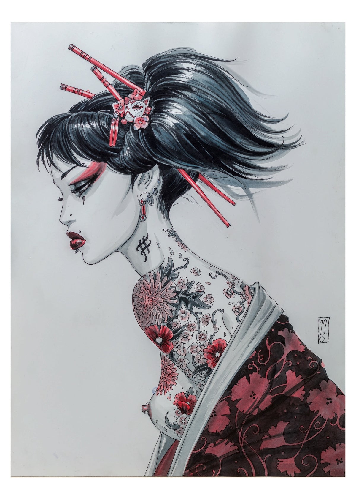 Geisha punk profil — Olivier Ledroit